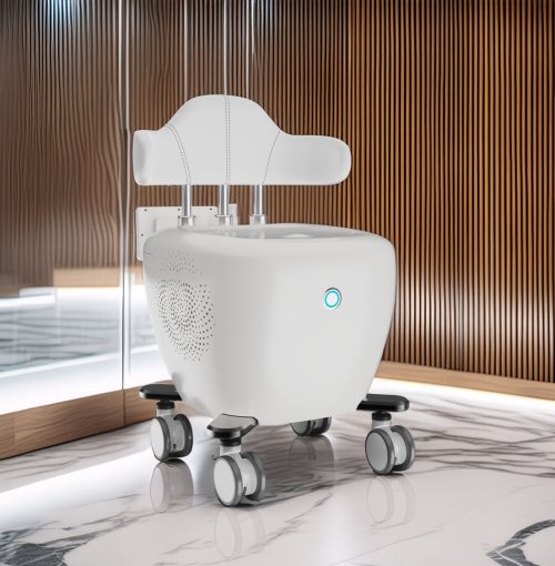Pelvic_floor_chair_facing_right_in_clinic_with_wooden_screen_background